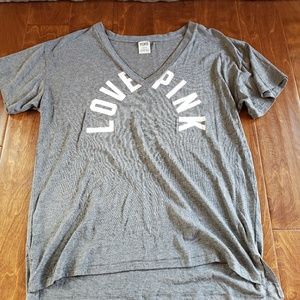 Victoria's Secret Pink Love Pink V neck Logo Tee
